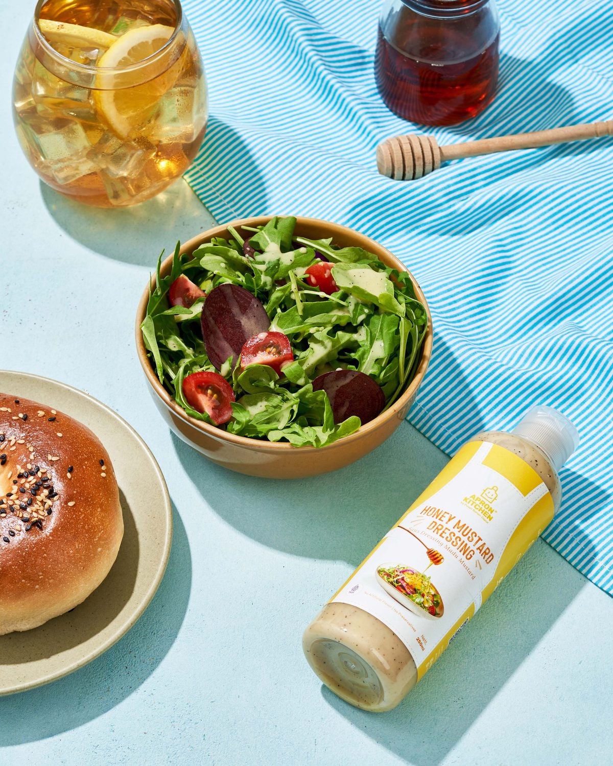 Honey Mustard dressing with fresh salad
